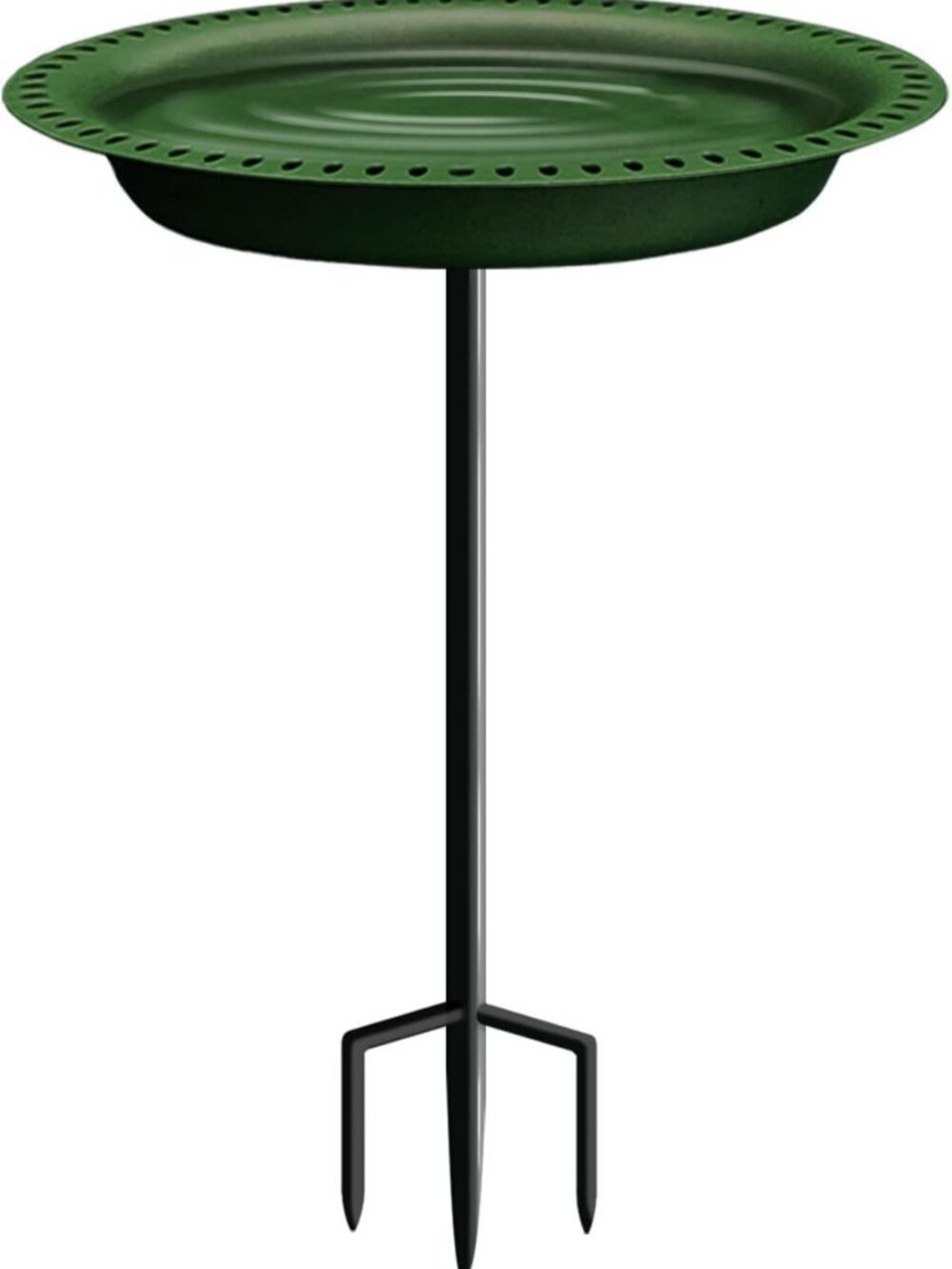 Extra-Large Freestanding Birdbath & Birdfeeder - Oval Green Garden Decor